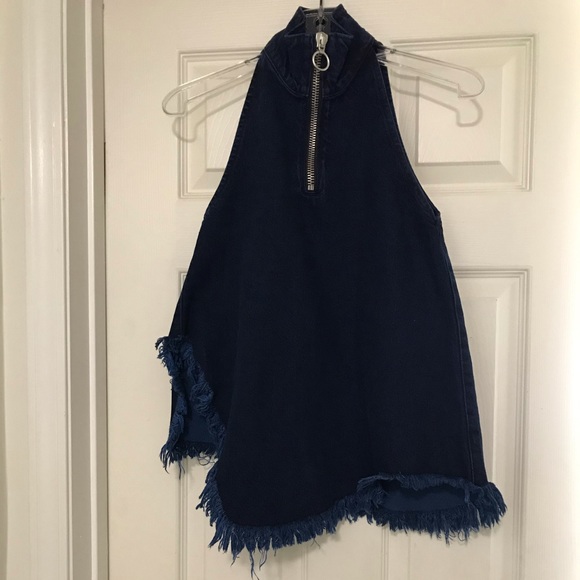 Marques Almeida frayed denim tank top with zip - Picture 6 of 14